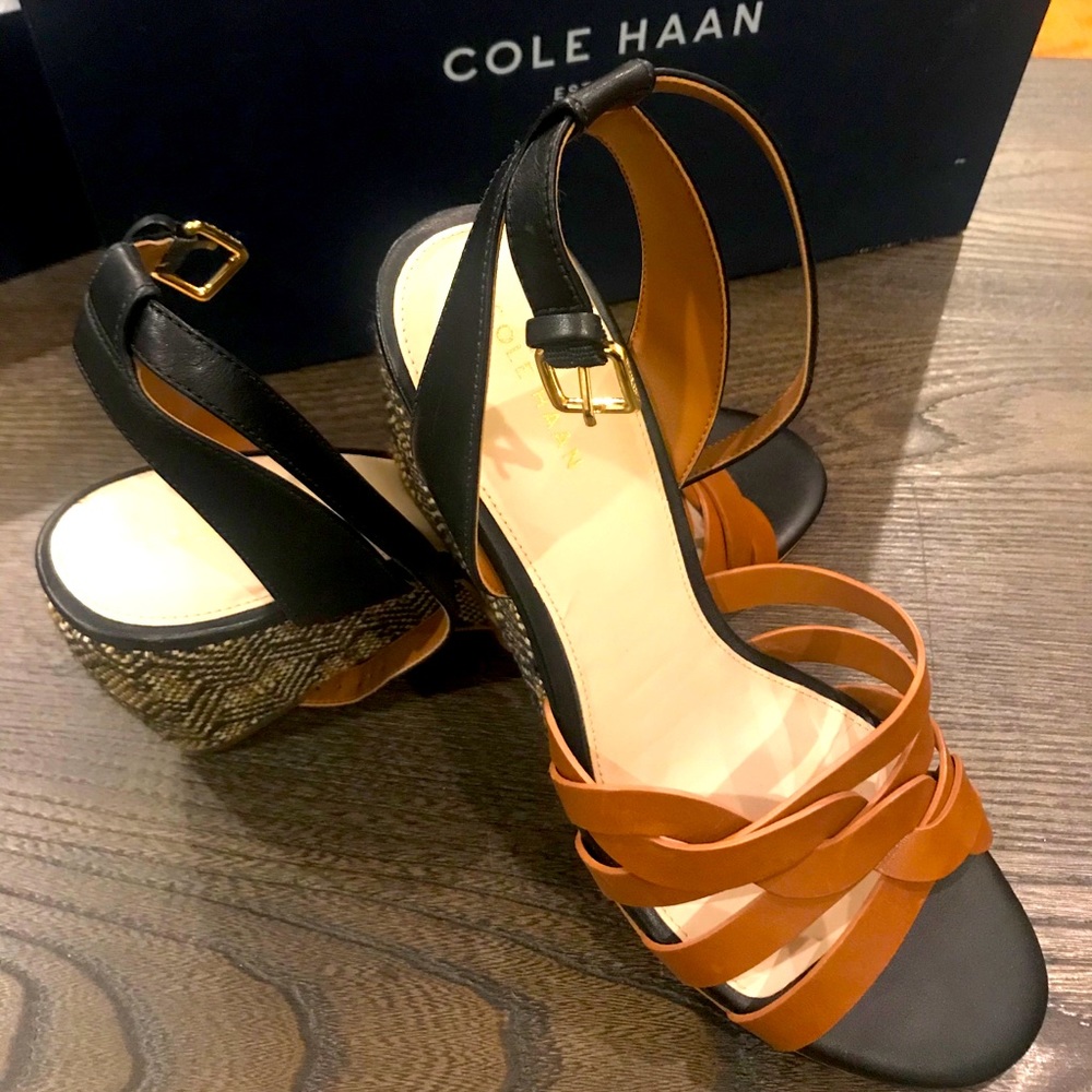 Cole Haan  2 tone leather with wedge heel pattern